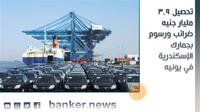 تحصيل ٣,٩ مليار جنيه ضرائب ورسوم بجمارك الإسكندرية في يونيه