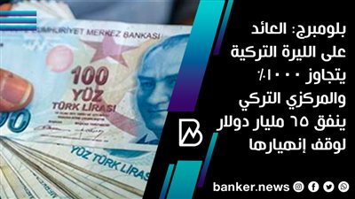 بلومبرج: العائد على الليرة التركية يتجاوز 1000% والمركزي التركي ينفق 65 مليار دولار لوقف إنهيارها