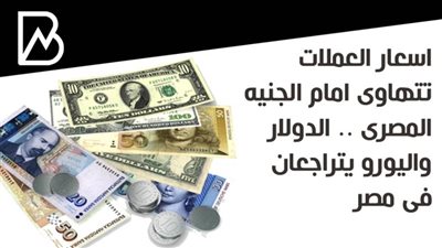 اسعار العملات تتهاوى امام الجنيه المصرى .. الدولار واليورو يتراجعان فى مصر