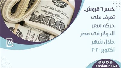  خسر 6 قروش.. تعرف على حركة سعر الدولار فى مصر خلال شهر أكتوبر 2020