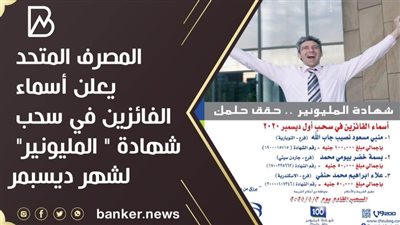 المصرف المتحد يعلن أسماء الفائزين في سحب شهادة 