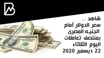 شاهد .. سعر الدولار أمام الجنيه المصرى بمنتصف تعاملات اليوم الثلاثاء 22 ديسمبر 2020