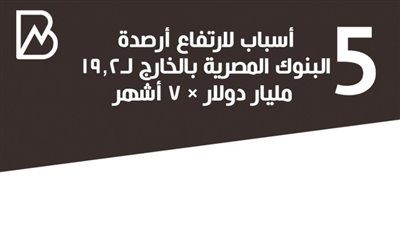  انفوجراف | 5 أسباب لارتفاع أرصدة البنوك المصرية بالخارج لـ19.2 مليار دولار × 7 أشهر