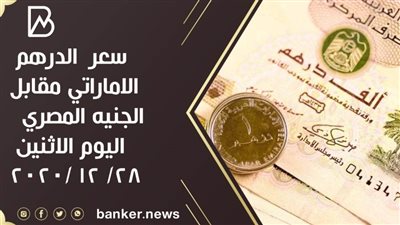 سعر صرف الدرهم الاماراتي مقابل الجنيه المصري  اليوم الاثنين 28/ 12 /2020 