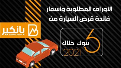 انفوجرافيك | الأوراق المطلوبة وأسعار فائدة قرض السيارة من 6 بنوك  خلال 2021