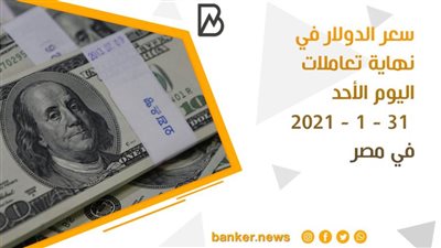 سعر الدولار في نهاية تعاملات اليوم الأحد 31 - 1 - 2021 في مصر