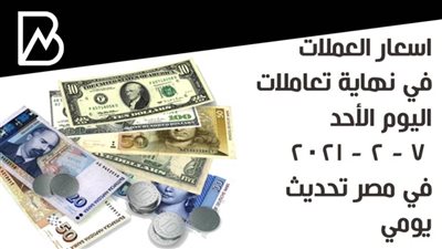 اسعار العملات في نهاية تعاملات اليوم الأحد 7 - 2 - 2021 في مصر تحديث يومي