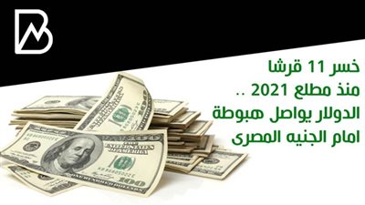 خسر 11 قرشا منذ مطلع 2021 .. الدولار يواصل هبوطة امام الجنيه المصرى