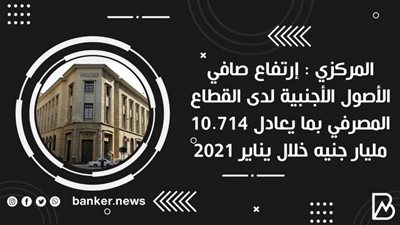 المركزي : إرتفاع صافي الأصول الأجنبية لدى القطاع المصرفي بما يعادل 10.714 مليار جنيه خلال يناير 2021