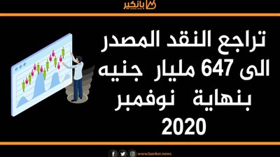 تراجع النقد المصدر والمتدوال الى 647 مليار جنيه بنهاية نوفمبر 2020
