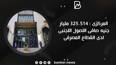 المركزى : 325.514 مليار جنيه صافى الاصول الاجنبى لدى القطاع المصرفى