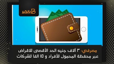  مصرفي: 3 آلاف جنيه الحد الأقصى للاقراض عبر محفظة المحمول للأفراد و 15 الفا الشركات