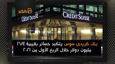 بنك كريدى سوس يتكبد خسائر بقيمة 274 مليون دولار خلال الربع الأول من 2021