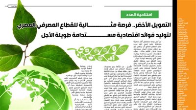 التمويل الأخضر.. فرصة مثالية للقطاع المصرفي المصري لتوليد فوائد اقتصادية مستدامة طويلة الأجل