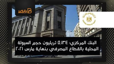 البنك المركزي: 5.134 تريليون حجم السيولة المحلية بالقطاع المصرفي بنهاية مارس 2021