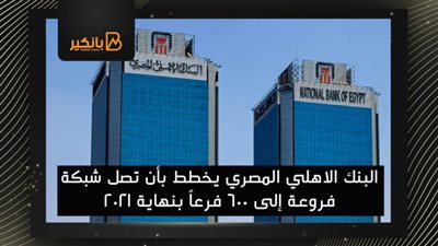 البنك الاهلي المصري يخطط بأن تصل شبكة فروعة إلى 600 فرعاً بنهاية 2021