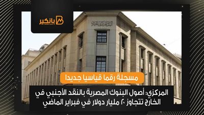  المركزي: أصول البنوك المصرية بالنقد الأجنبي في الخارج تتجاوز 20 مليار دولار في فبراير الماضي