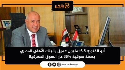 أبو الفتوح: 16.5 مليون عميل بالبنك الأهلي المصري بحصة سوقية 36% من السوق المصرفية