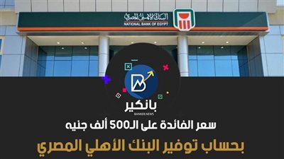 سعر الفائدة على الـ500 ألف جنيه بحساب توفير البنك الأهلي المصري