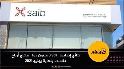 نتائج إيجابية.. 8.951 مليون دولار صافي أرباح بنك saib بنهاية يونيو 2021