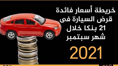 خريطة أسعار فائدة قرض السيارة فى 21 بنكا خلال شهر سبتمبر 2021