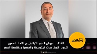 انتخاب عمرو ابو العزم نائبا لرئيس الاتحاد المصري لتمويل المشروعات المتوسطة والصغيرة ومتناهية الصغر