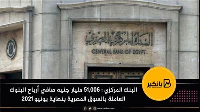 البنك المركزي : 51,006 مليار جنيه صافي أرباح البنوك العاملة بالسوق المصرية بنهاية يونيو 2021