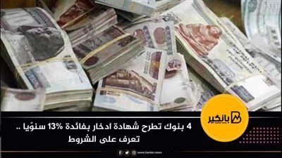 4 بنوك تطرح شهادة ادخار بفائدة 13% سنوًيا .. تعرف على الشروط