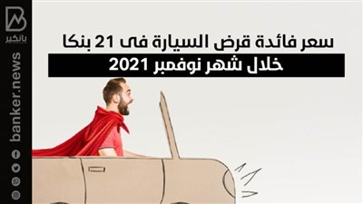 سعر فائدة قرض السيارة فى 21 بنكا خلال شهر نوفمبر 2021