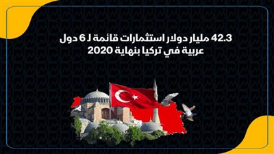 42.3 مليار دولار استثمارات قائمة لـ 6 دول عربية في تركيا بنهاية 2020