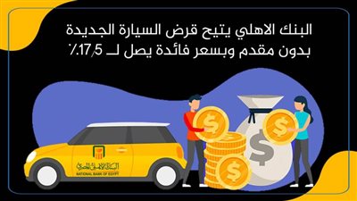 البنك الاهلي يتيح قرض السيارة الجديدة بدون مقدم وبسعر فائدة يصل لــ 17.5%
