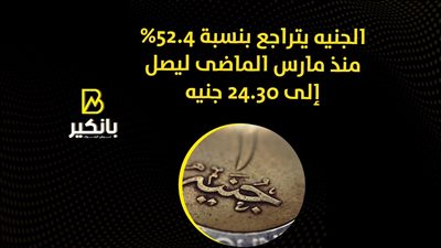 الجنيه يتراجع بنسبة 52.4% منذ مارس الماضى ليصل إلى 24.30 