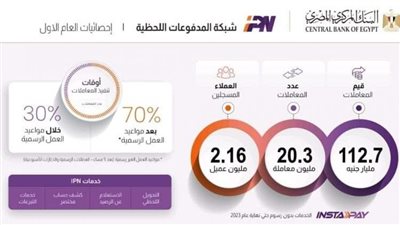 البنك المركزي: 113 مليار جنيه إجمالي المعاملات عبر تطبيق «إنستا باي» خلال عام