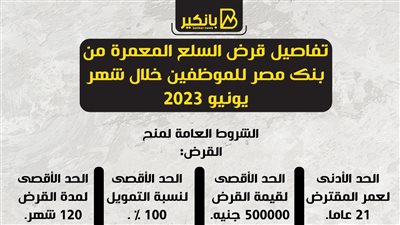 تفاصيل قرض السلع المعمرة من بنك مصر للموظفين خلال شهر يونيو 2023
