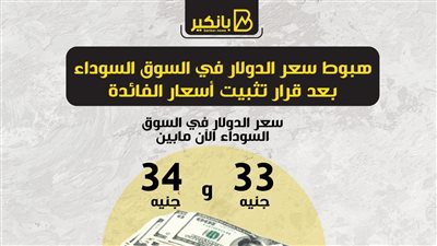 هبوط سعر الدولار في السوق السوداء عقب قرار البنك المركزي بالابقاء على أسعار الفائدة دون تغيير 