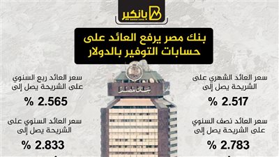 بنك مصر يرفع العائد على حسابات التوفير بالدولار