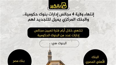 إنتهاء ولاية 4 مجالس إدارات بنوك حكومية.. والبنك المركزي يميل للتجديد لهم