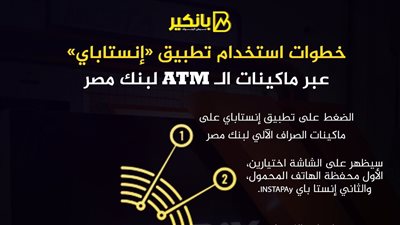 انفوجرافيك|خطوات استخدام تطبيق «إنستاباي» عبر ماكينات الـ ATM لبنك مصر