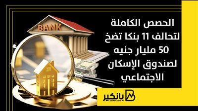 الحصص الكاملة لتحالف 11 بنكا تضخ 50 مليار جنيه لصندوق الإسكان الاجتماعي